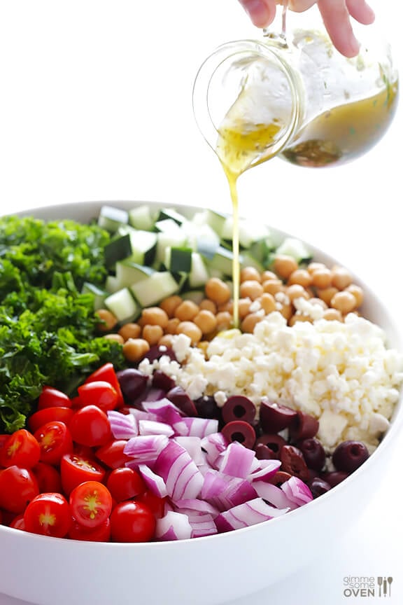 Chopped Kale Greek Salad | gimmesomeoven.com