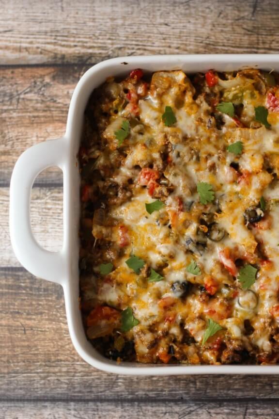 Beefy Nacho Casserole | thewanderlustkitchen.com