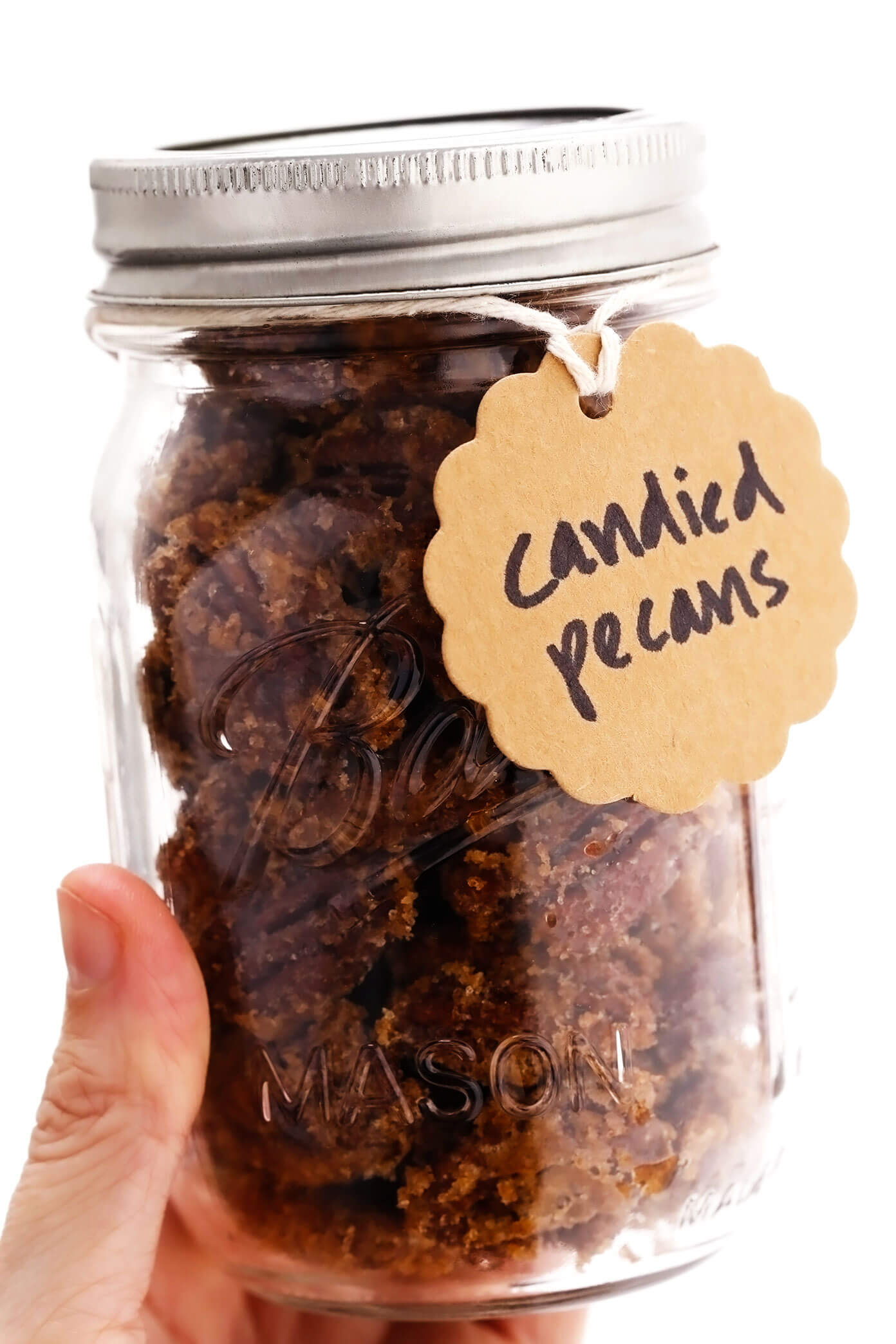 Candied Pecans in Mason Jar