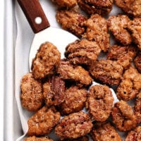 Candied Pecans on Baking Sheet