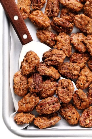 Candied Pecans on Baking Sheet