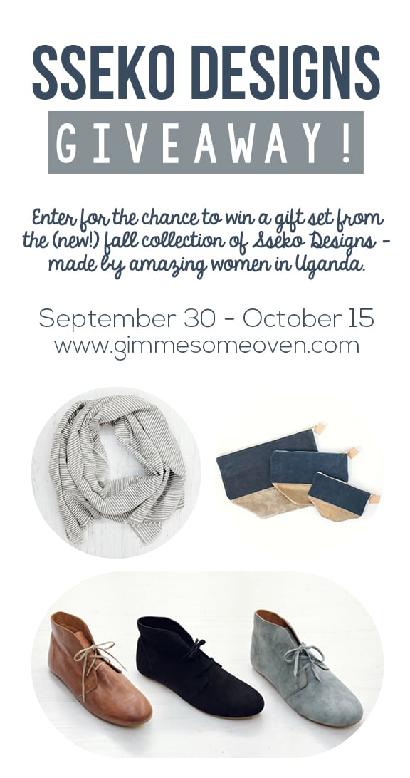 Enter for a chance to win a $250 gift set from Sseko Designs, made by women in Africa | gimmesomeoven.com