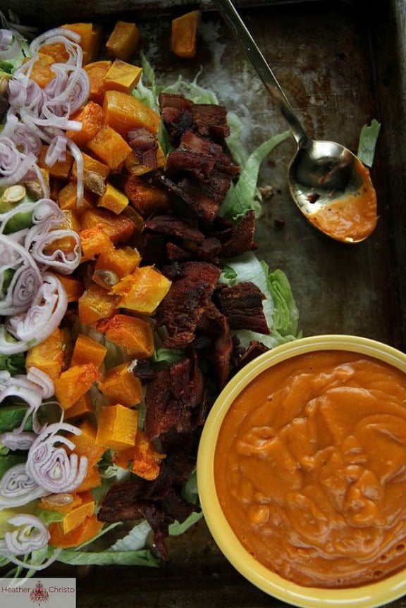 Autumn Cobb Salad with Smoky Pumpkin Dressing | heatherchristo.com