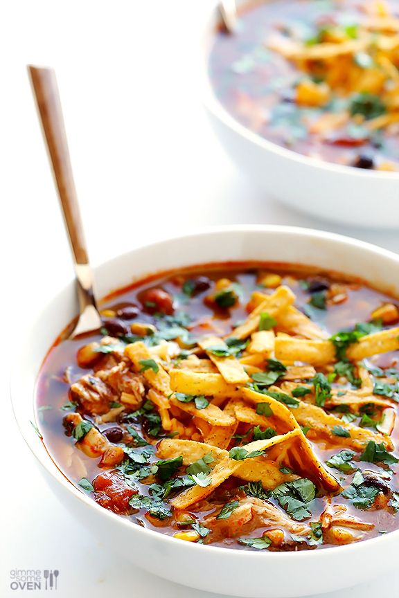 Slow Cooker Chicken Enchilada Soup | gimmesomeoven.com