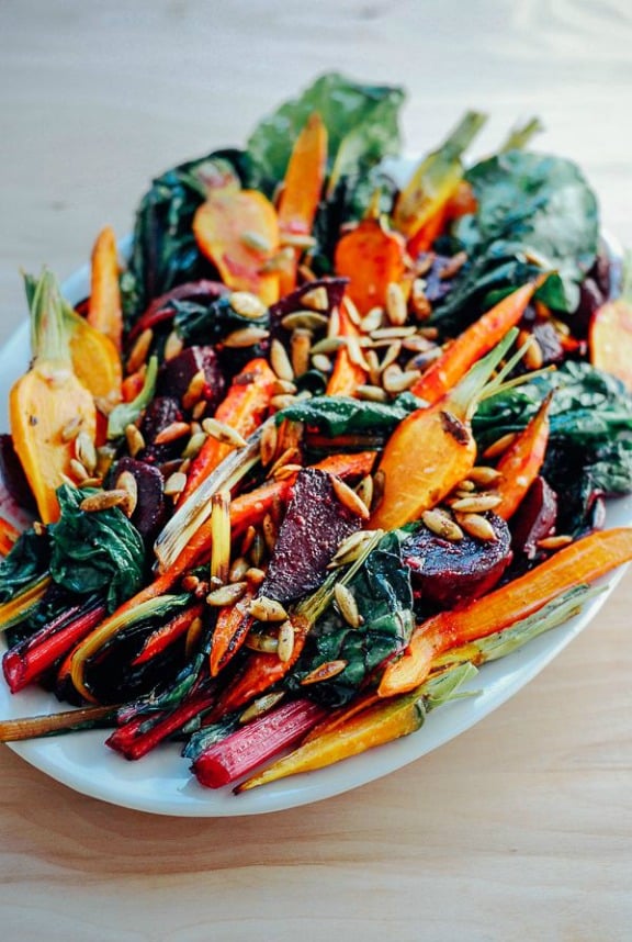 Roasted Vegetable Salad with Garlic Dressing and Toasted Pepitas | brooklynsupper.net