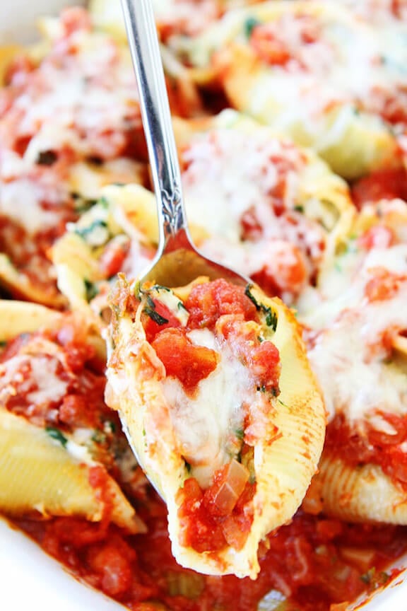 Roasted Vegetable Stuffed Shells | twopeasandtheirpod.com