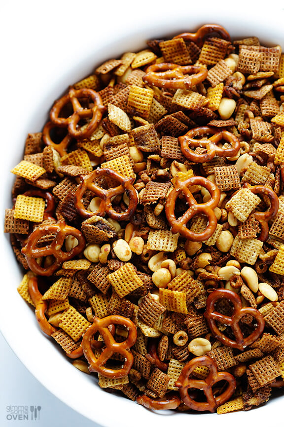 Slow Cooker Chex Mix -- so easy to make! | gimmesomeoven.com #slowcooker #crockpot #snack