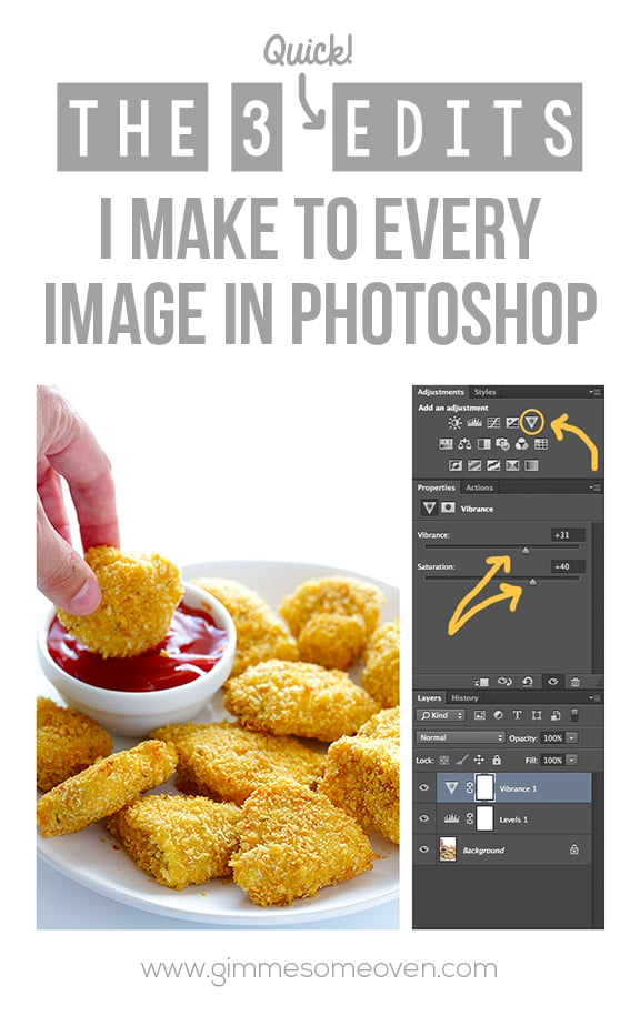 The 3 Quick Edits I Make To Every Photo In Photoshop -- a quick step-by-step tutorial | gimmesomeoven.com