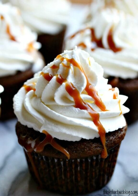 Pumpkin Spice Latte Cupcakes | tablefortwoblog.com