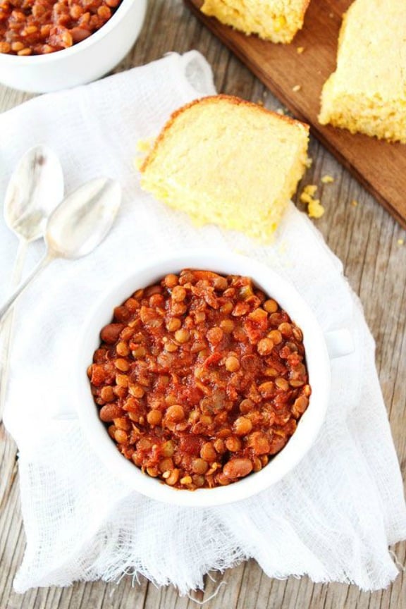 Slow Cooker Lentil Chili | twopeasandtheirpod.com