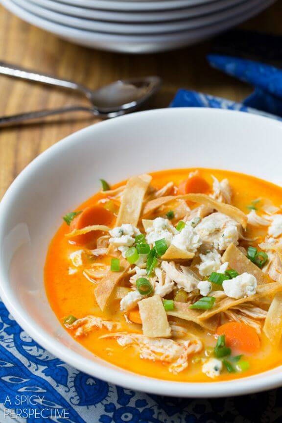 Slow Cooker Buffalo Chicken Soup | aspicyperspective.com