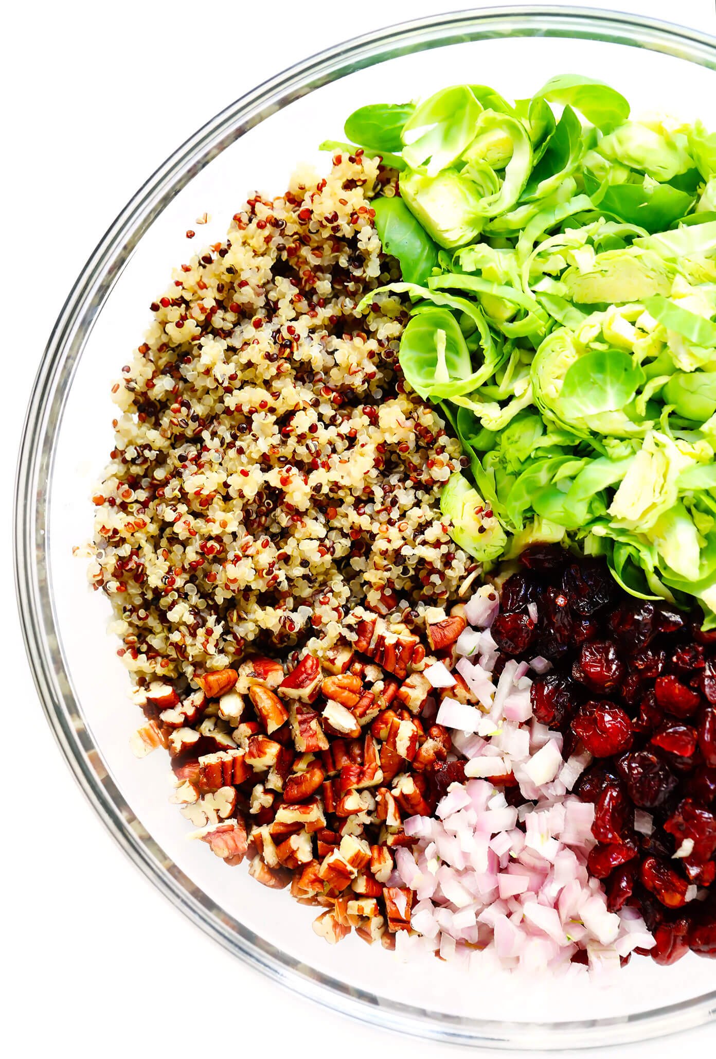 Brussels Sprouts, Quinoa, Cranberry, Shallots and Pecans for Salad