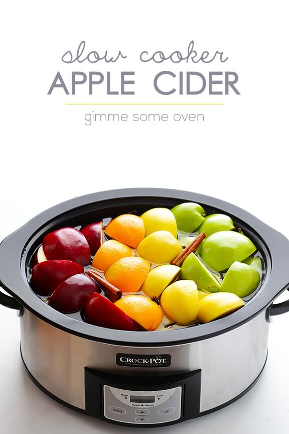 Slow Cooker Apple Cider -- made easy from scratch! | gimmesomeoven.com #crockpot #slowcooker