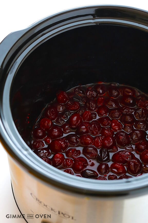 Slow Cooker Cranberry Sauce Recipe -- the classic sauce you love, lightly sweetened, and made super easy in the #slowcooker! | gimmesomeoven.com #crockpot
