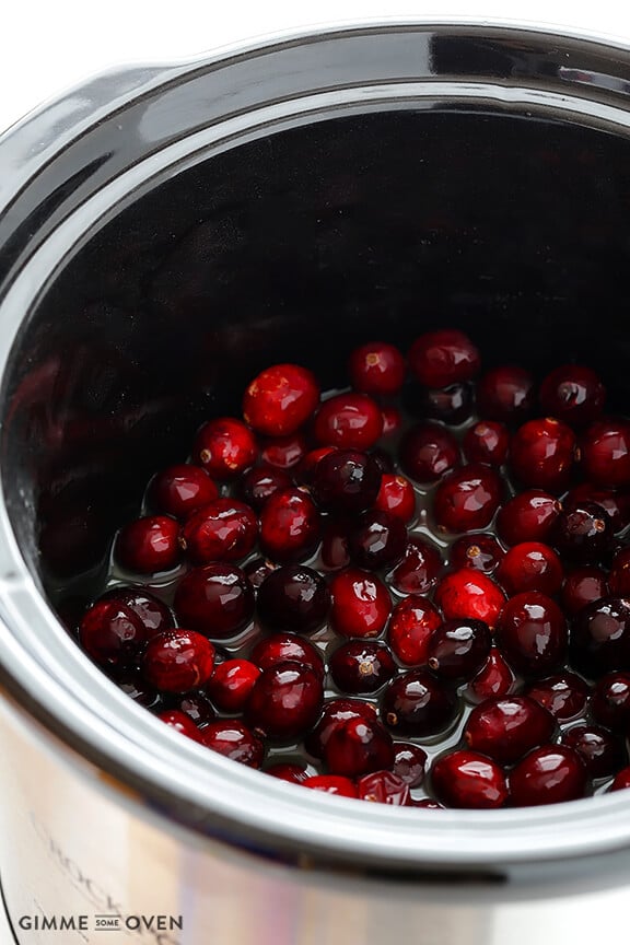 Slow Cooker Cranberry Sauce Recipe -- the classic sauce you love, lightly sweetened, and made super easy in the #slowcooker! | gimmesomeoven.com #crockpot