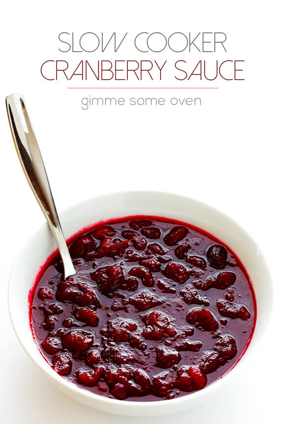 Slow Cooker Cranberry Sauce Recipe -- the classic sauce you love, lightly sweetened, and made super easy in the #slowcooker! | gimmesomeoven.com #crockpot