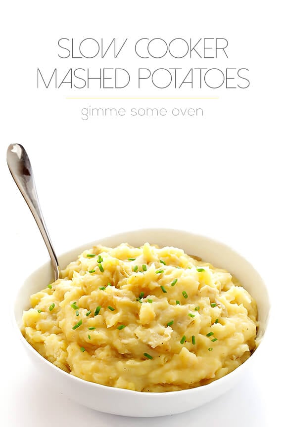 Slow Cooker Mashed Potatoes Recipe | gimmesomeoven.com #slowcooker #crockpot