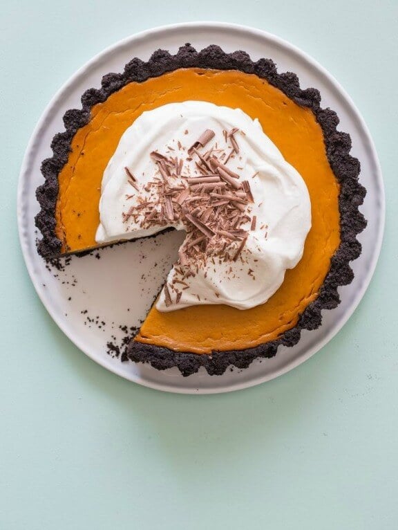 Pumpkin Pie with a Chocolate Crust | spoonforkbacon.com