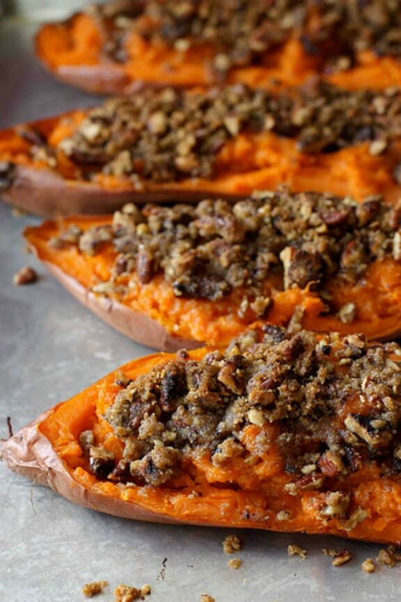 Twice-Baked Sweet Potato (Yam) Recipe with Chipotle Pecan Streusel | cookincanuck.com