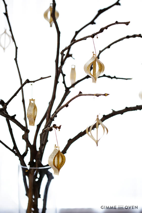 DIY (Easy!) Book Page Ornaments -- a step-by-step tutorial for cute ornaments that can be made in minutes! | gimmesomeoven.com #christmas