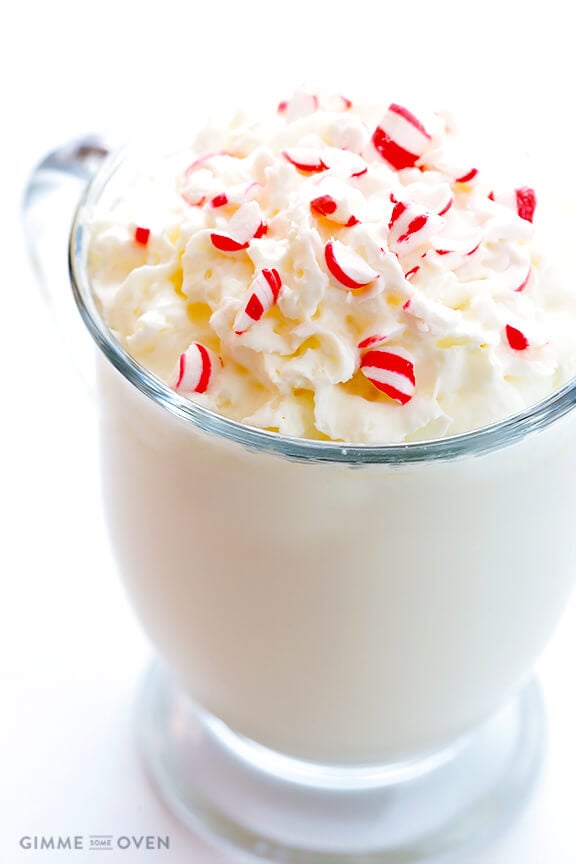 Peppermint White Hot Chocolate | gimmesomeoven.com