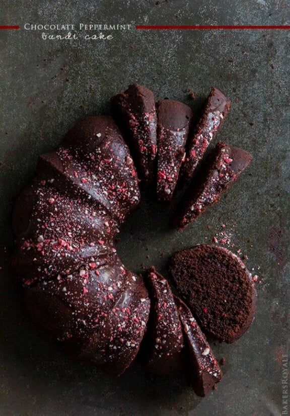Chocolate Peppermint Bundt Cake | bakersroyale.com