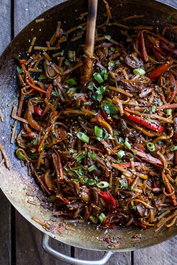 30-Minute Stir Fried Korean Beef and Toasted Sesame Noodles | halfbakedharvest.com