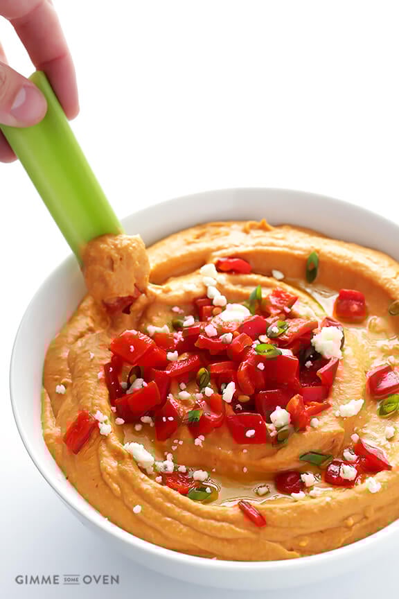 Buffalo Hummus Dip Recipe | gimmesomeoven.com 