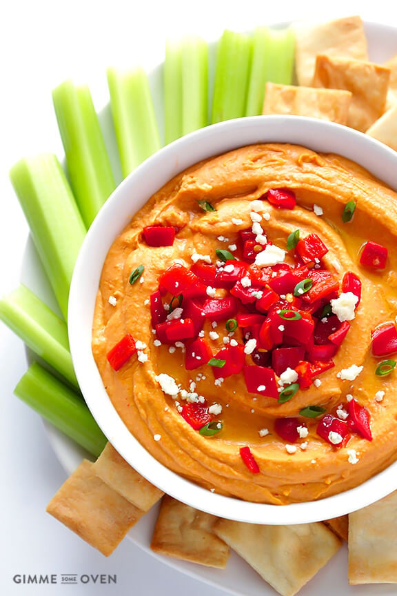 Buffalo Hummus Dip Recipe | gimmesomeoven.com 