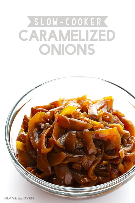 Slow Cooker Caramelized Onions -- a quick and easy tutorial | gimmesomeoven.com