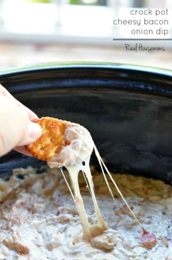 Crock Pot Cheesy Bacon Onion Dip | realhousemoms.com