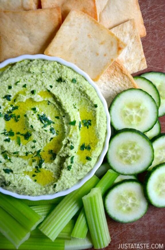 Creamy Edamame and Pea Hummus | justataste.com