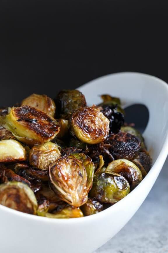 Honey Sriracha Roasted Brussels Sprouts | sharedappetite.com