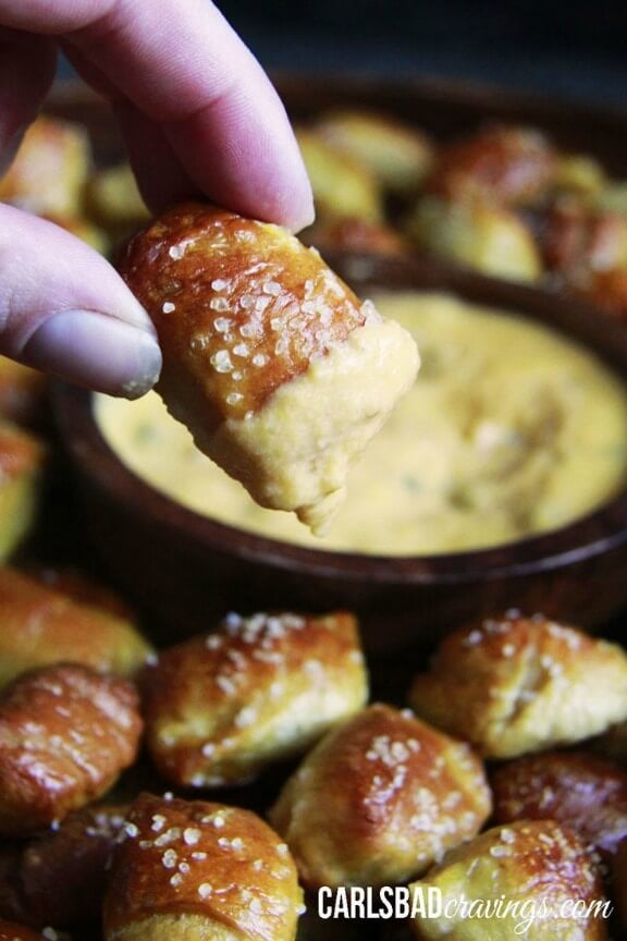 Perfect Pretzel Bites with Cheesy Jalapeño Ranch Dip | carlsbadcravings.com