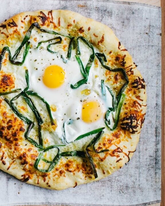 White Pizza with Pecorino, Scallions, and Egg | acouplecooks.com