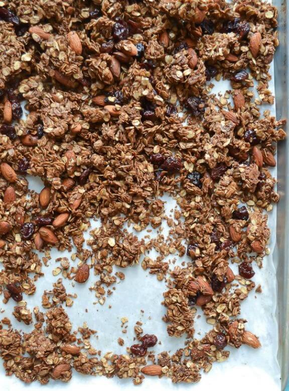 Chocolate Almond Olive Oil Granola | girlversusdough.com