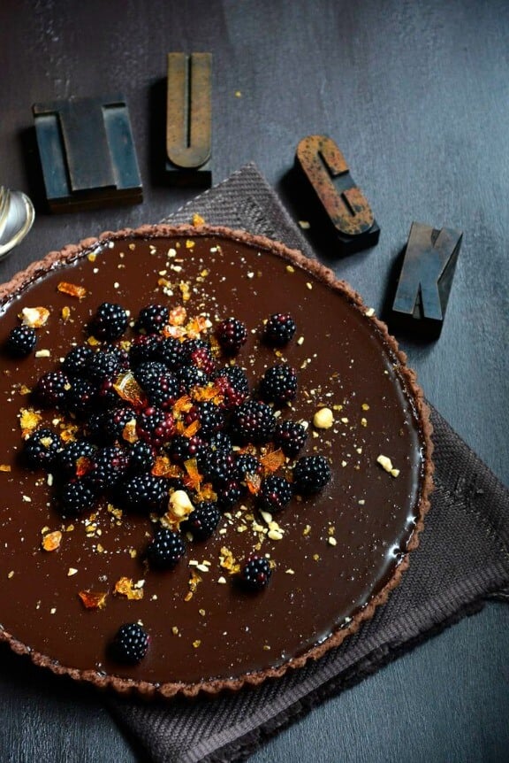 Dark Chocolate Tart with Blackberries and Hazelnut Praline | fromthekitchen.co.nz