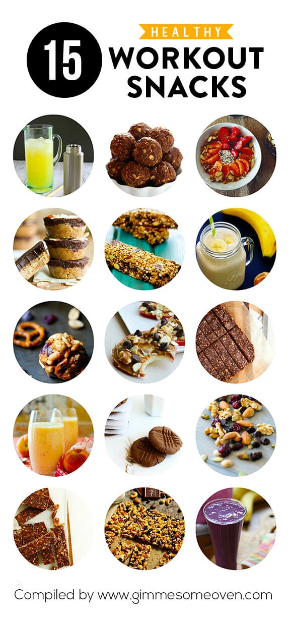 15 Healthy Workout Snacks -- delicious recipes that will give you extra energy before or after a workout! | gimmesomeoven.com