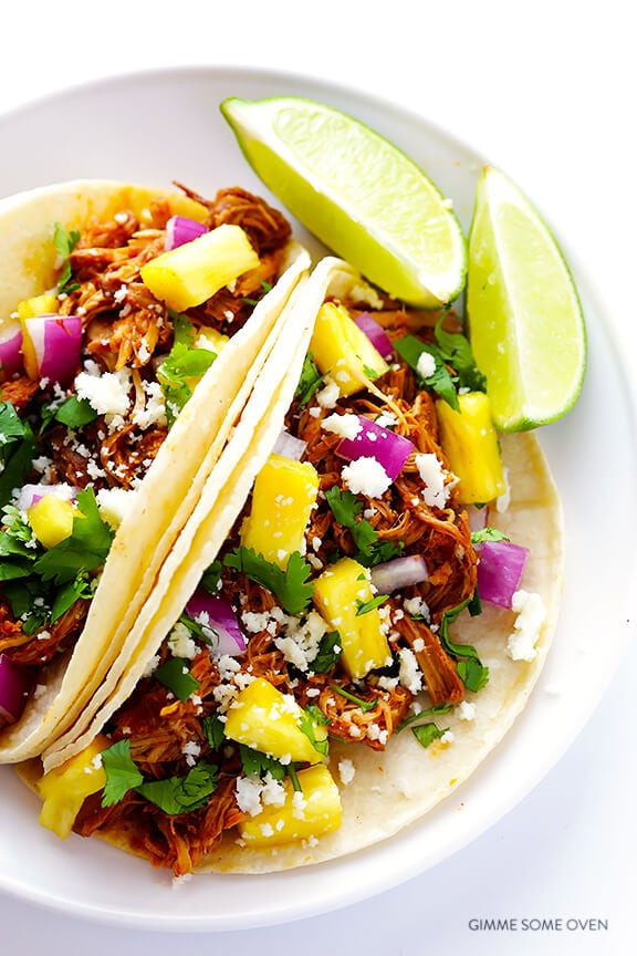 Slow Cooker Tacos Al Pastor Recipe | gimmesomeoven.com