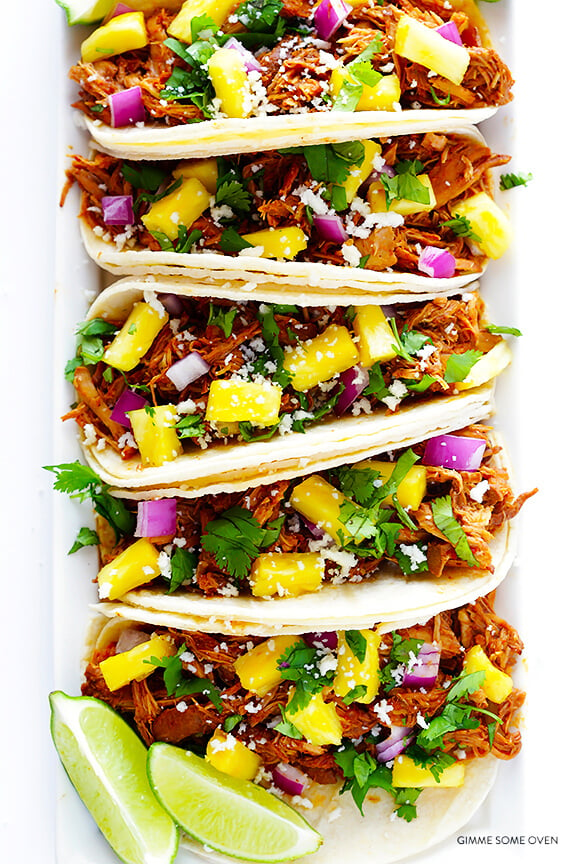 Slow Cooker Tacos Al Pastor Recipe | gimmesomeoven.com