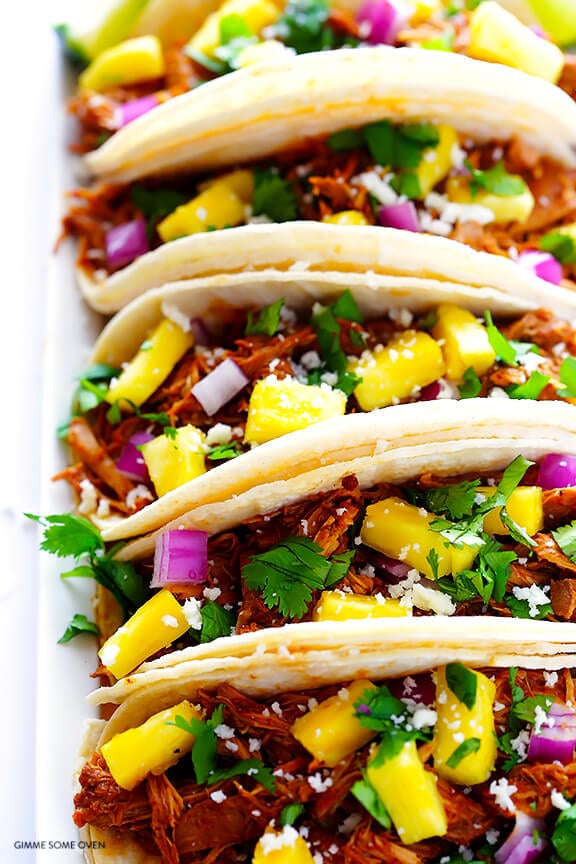 Slow Cooker Tacos Al Pastor Recipe | gimmesomeoven.com