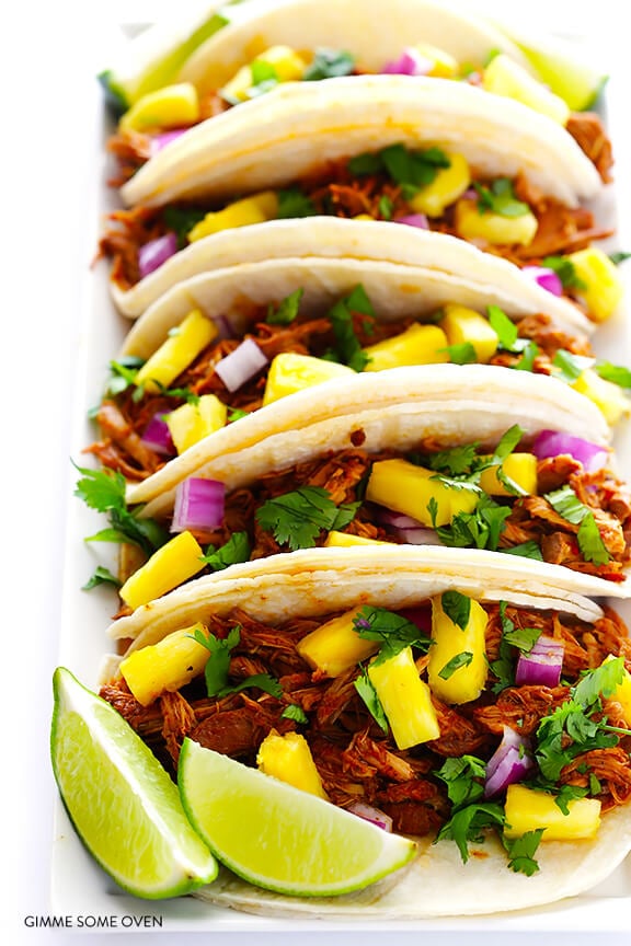 Slow Cooker Tacos Al Pastor Recipe | gimmesomeoven.com