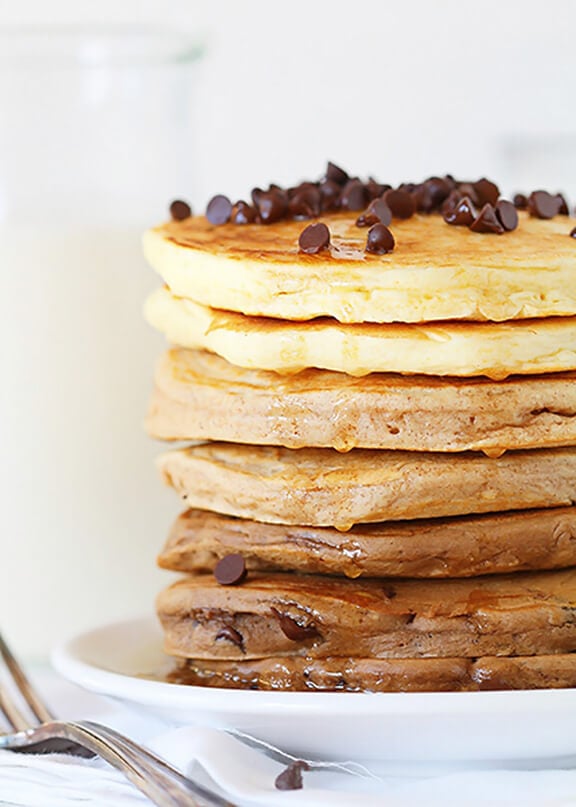 Vanilla CInnamon Chocolate Ombre Pancakes | iambaker.net