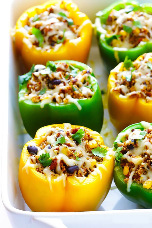 5-Ingredient Mexican Quinoa Stuffed Peppers | Gimme Some Oven