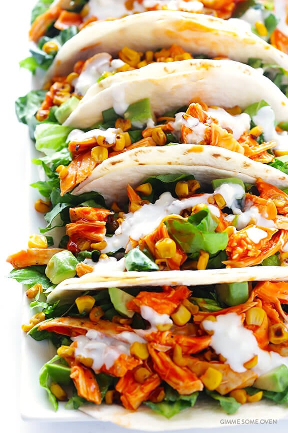 Buffalo Chicken Tacos -- quick and easy to make, and always a crowd favorite! | gimmesomeoven.com