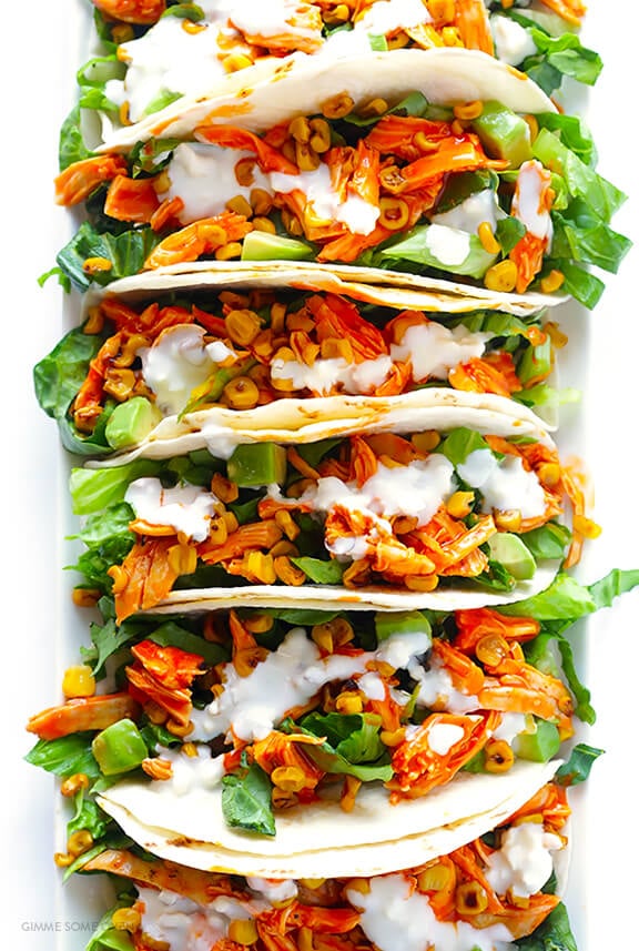 Buffalo Chicken Tacos -- quick and easy to make, and always a crowd favorite! | gimmesomeoven.com