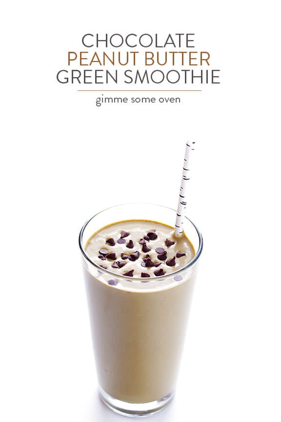 Chocolate Peanut Butter Green Smoothie | gimmesomeoven.com