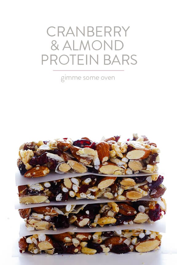 Cranberry Almond Protein Bars -- way cheaper than fruit and nuts bars at the store, and naturally gluten-free! | gimmesomeoven.com