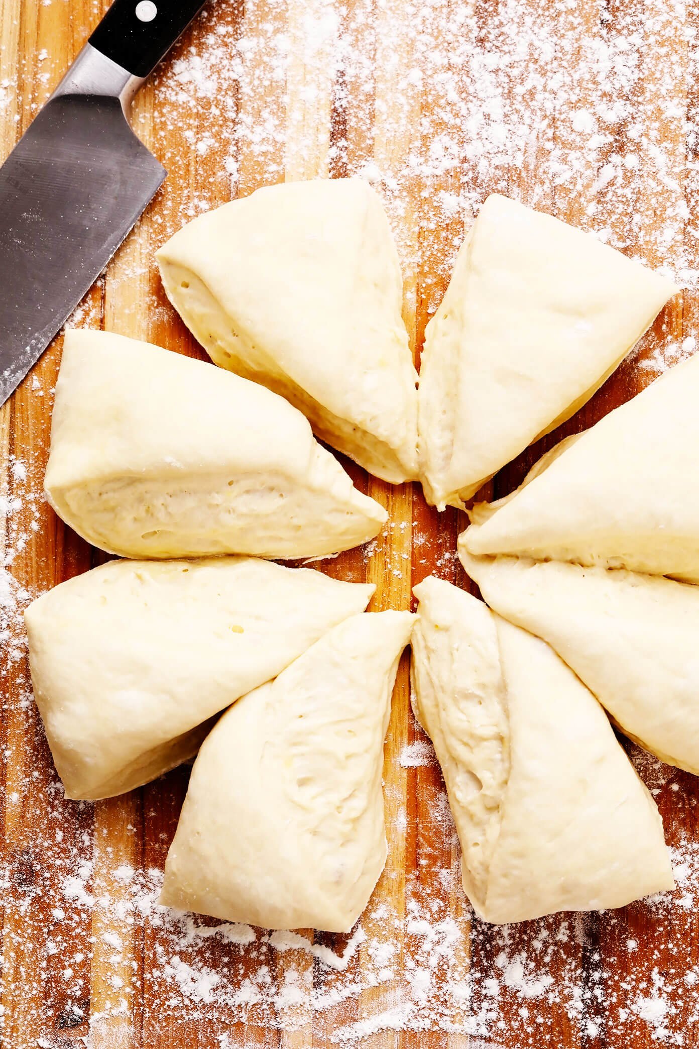 Homemade Naan Dough Cut Into Wedges