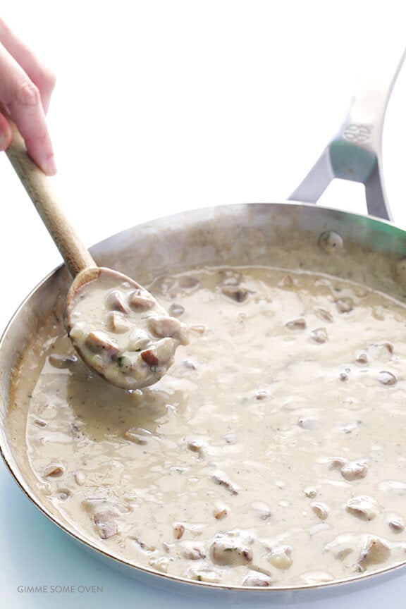 Biscuits and Mushroom Gravy -- simple to make, naturally vegan, and so comforting and delicious! | gimmesomeoven.com